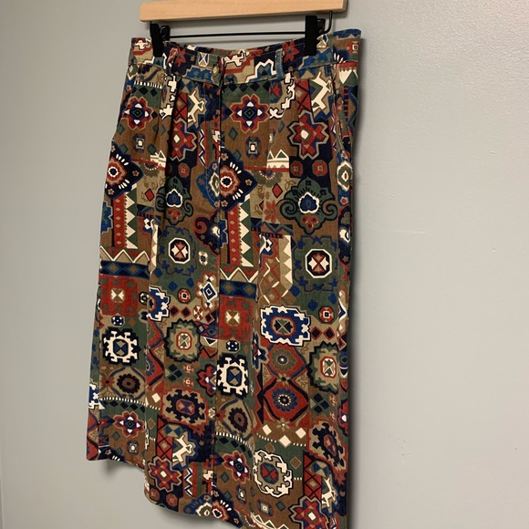 Vintage Geometric Aztec Print Size 14 Cotton Skirt - Picture 5 of 7